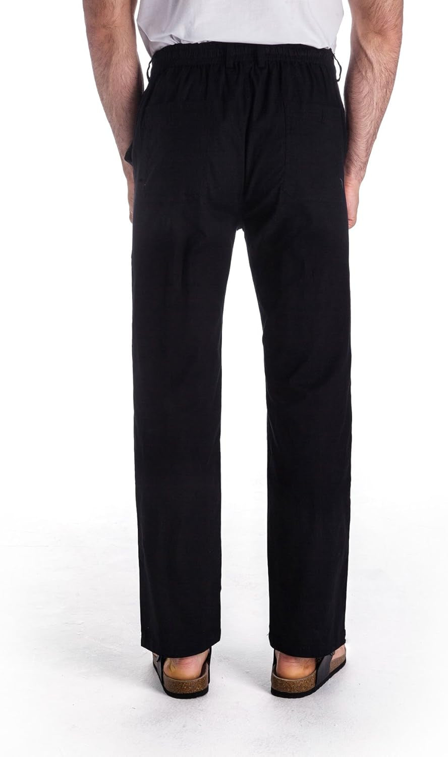 Men’S Linen Drawstring Casual Beach Pants-Lightweight Summer Trousers