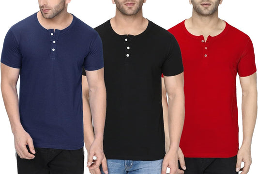 Man Hanlay Shirts for Adult - Short Sleeve Henley Shirts for Men | [4912263] Henley Set 1 - M