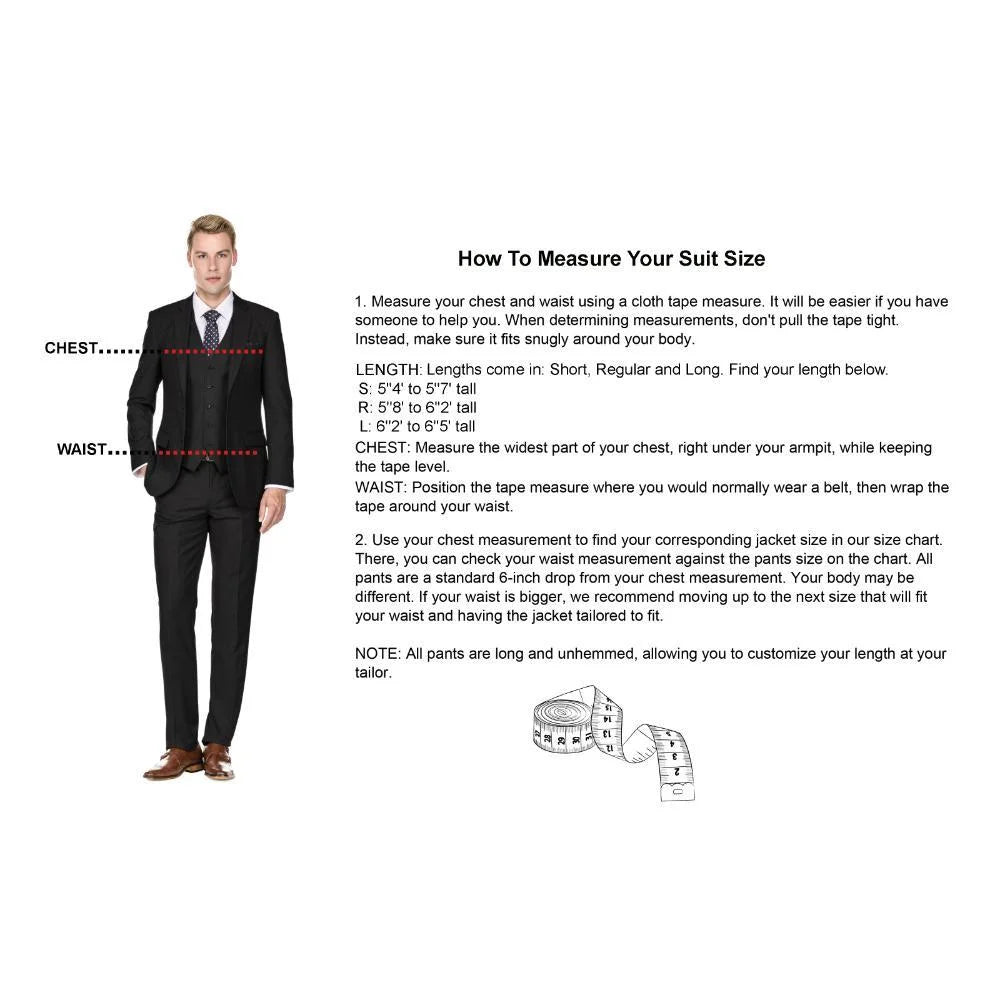 Slim Fit 3PC Tailored Check Suit