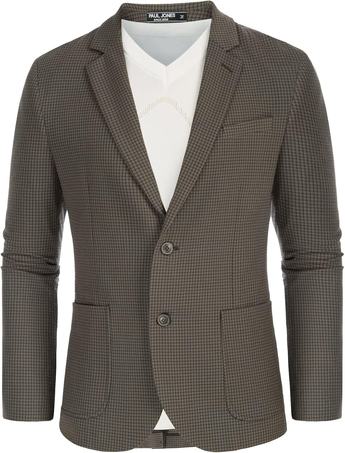 Mens Seersucker Blazer Suit Jackets Casual Sports Coats for Business Coffee XL