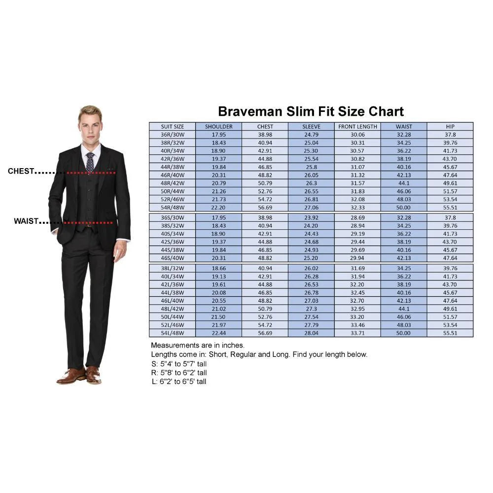 Slim Fit 3PC Tailored Check Suit