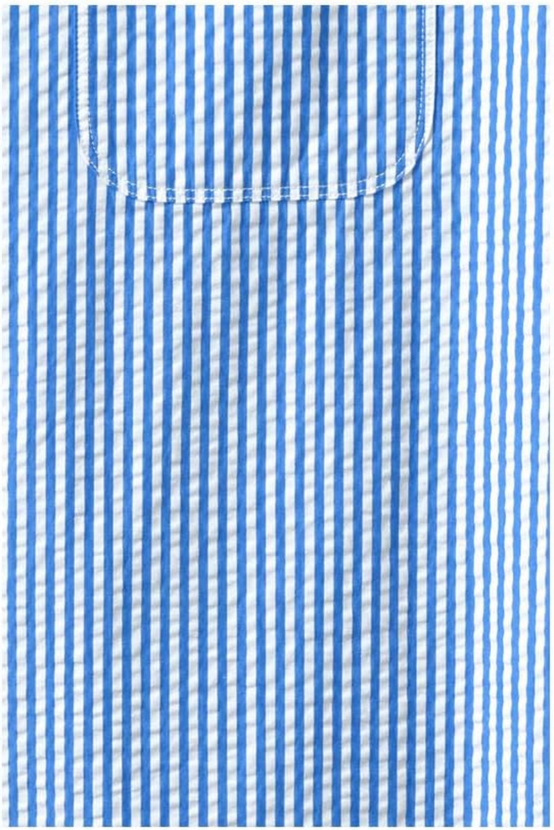 Mens Traditional Fit Seersucker Shirt Aurora Blue Stripe