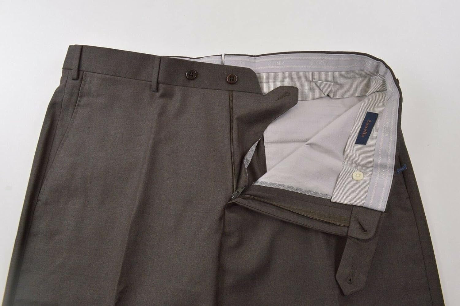 Platinum Parker Tasmanian Super 150'S Wool Men Trousers - Modern Fit Flat Front Dress Pants