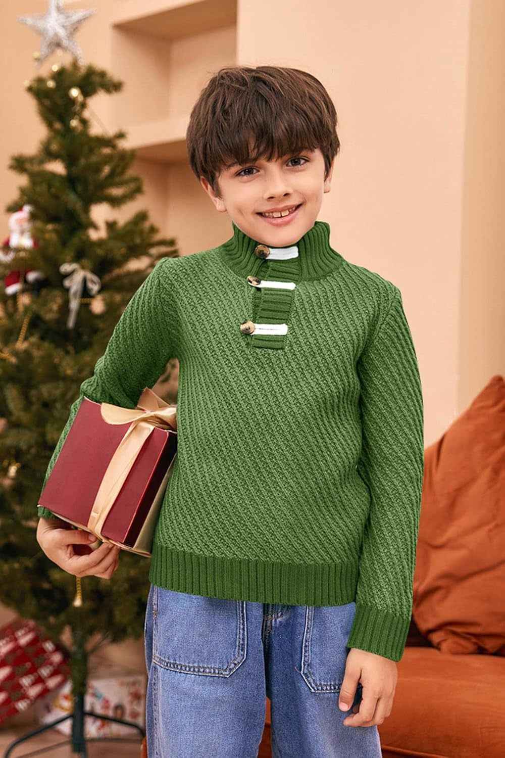 Toddler Sweater Baby Boy Girl Turtleneck Cable Knit Sweaters Long Sleeve Christmas Outwear Spring Fall Winter